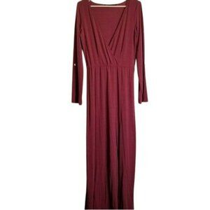 Long‎ Sleeve Burgundy Maxi Dress By Ambernoon L Thumb Holes Beachy UPF Coastal